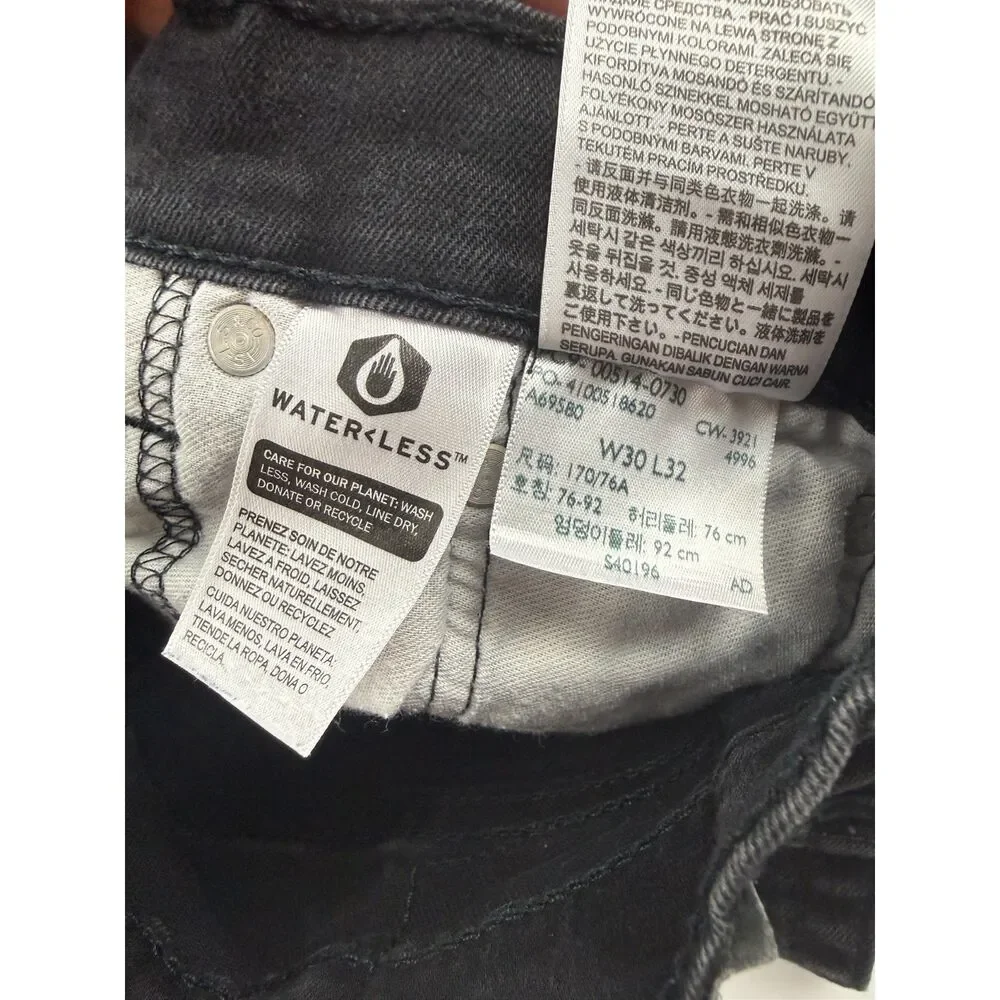 Levi's 514 Straight Fit Jeans Black Wash W30 L32 Waterless Denim
